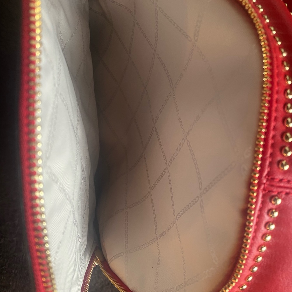 NWOT Michael Kors Rhea Studded backpack Bright Red - Picture 3 of 15